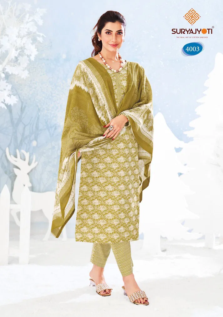 Ice Look Vol 4  by Suryajyoti Cotton Printed Dress Material 